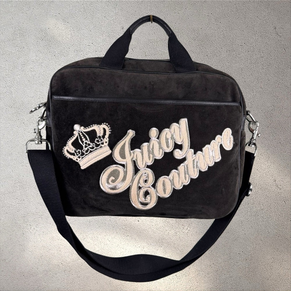 Juicy Couture Laptop Messenger Bag VTG Y2K 90s Velour‎ Love G&P